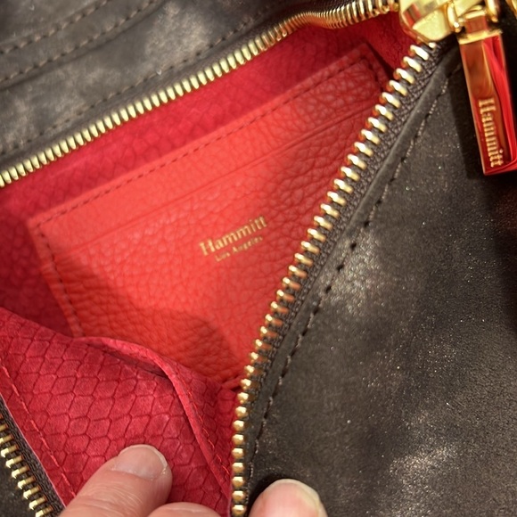 Hammitt  Brown Suede Crossbody Gold Tone Hardware Red Interior EUC - Picture 6 of 16